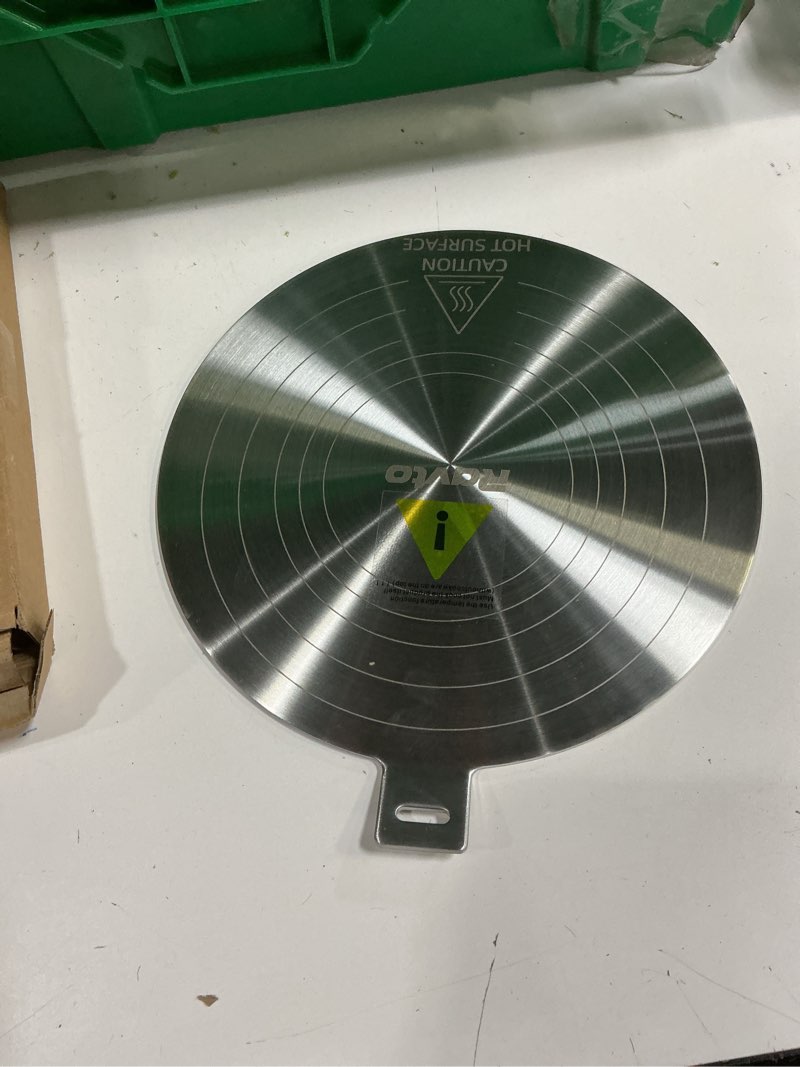 Condition photo showing As Is for Ravto 9.45 Inch Stainless Steel Induction Plate Adapter, Cooktop Heat Diffuser with Detachable Handl (missing handle)