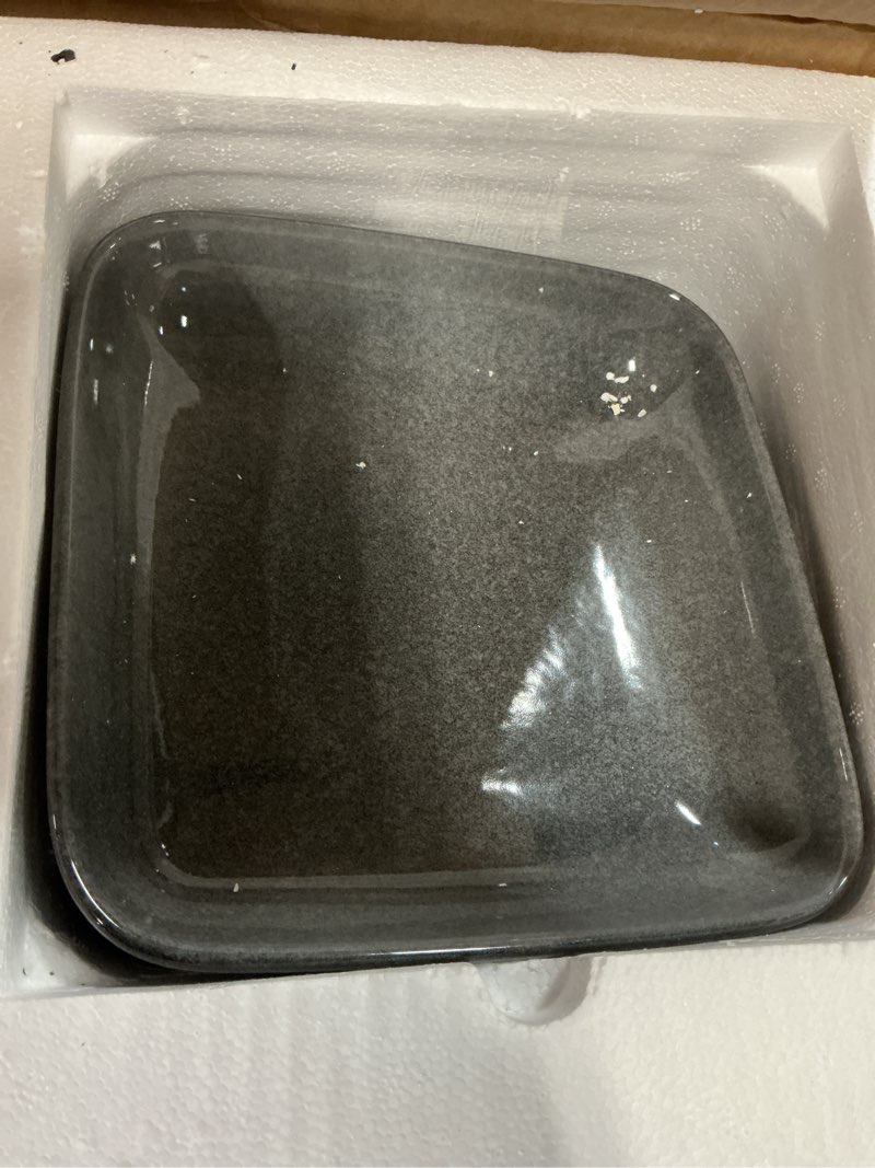 Condition photo showing As Is for vancasso stern gray dinnerware set square reactive glaze tableware 16 pieces kitchen dinnerware stoneware crockery set with dinner plate, dessert plate, bowl and soup plate service for 4 gray service for 4 (16 pcs)