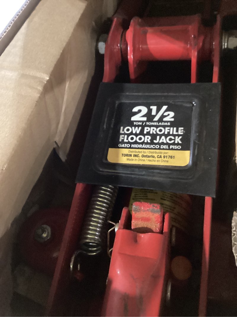 Condition photo showing As Is for Big RED 2.5 Ton (5000 lb) Torin Low Profile Hydraulic Trolley Jack, Red, AT825051R 2.5 Ton (5,000 lb) Steel Red