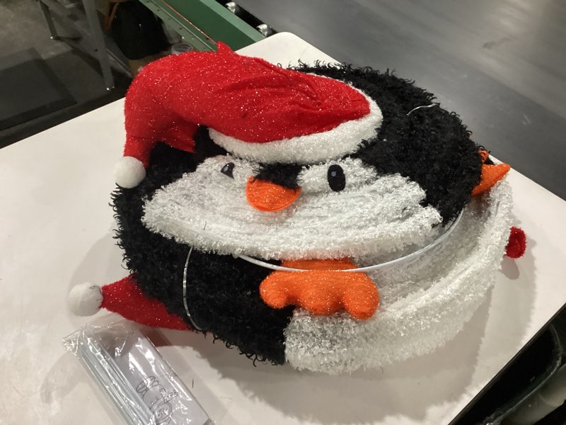 Condition photo showing New/Like New for 2 pcs lighted penguin christmas decorations outdoor, 3ft & 2ft pop up collapsible holiday yard decor with 150 led lights, santa hats, weather-resistant christmas lawn display