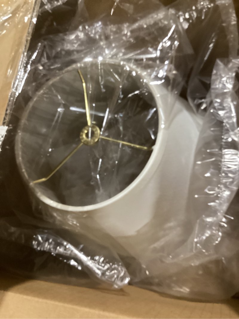 Condition photo showing Good Condition for Aspen Creative 32682 Transitional Empire Shape Spider Construction Lamp Shade, White, 7" Top x 13" Bottom x 9-1/2" Slant Height