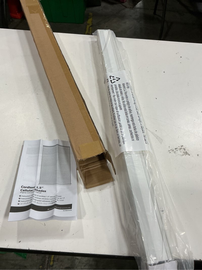 Condition photo showing New/Like New for cordless 1.5” cellular shades (unknown size)