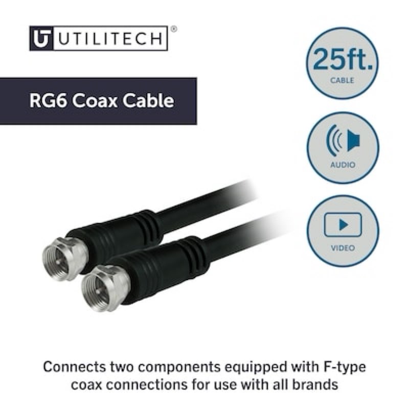  Utilitech 25-ft RG6 Black Coaxial Cable