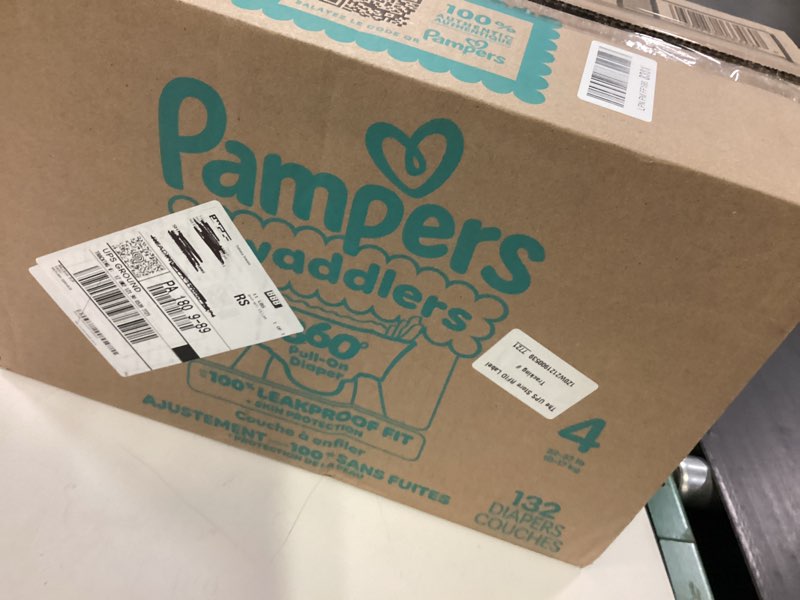 Condition photo showing New/Like New for pampers diapers - swaddlers 360° - size 4, 132 count, up to 100% leakproof comfy dry fit, designed for easy changes, pull on baby diaper (packaging may vary) size 4 132