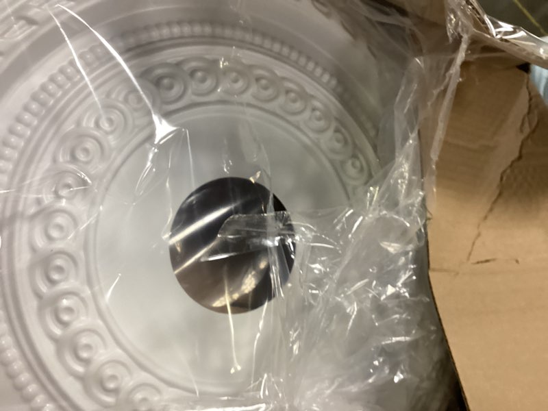 Condition photo showing New/Like New for ekena millwork cmp16co cole thermoformed pvc ceiling medallion (fits canopies up to 4 1/2"), 16"od x 3 1/2"id x 1"p 16"od unfinished