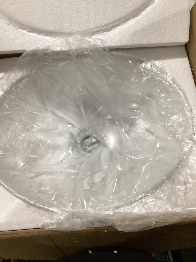 Condition photo showing New/Like New for kes bathroom vessel sink, 16" x 13" oval vessel sink for bathroom vanity countertop, glossy white ceramic bowl sink egg shape above counter, modern look, crafted to endure, bvs124