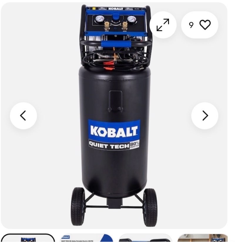 kobalt quiet tech 26-gallon portable electric 150 psi vertical air compressor