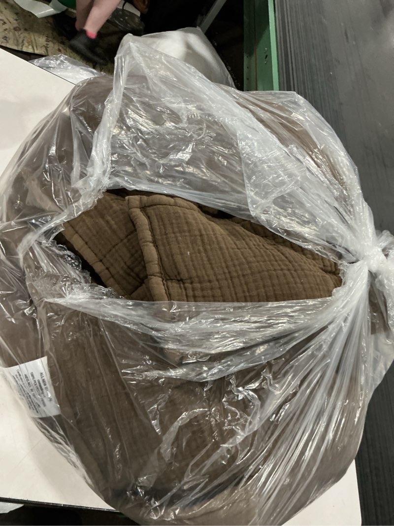 Condition photo showing As Is for organic cotton gauze quilt chocolate full/queen