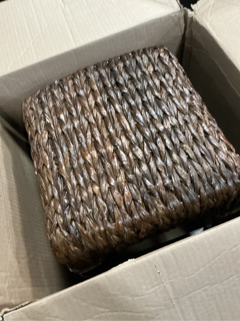 Condition photo showing Good Condition for jonathan y maui coastal woven water hyacinth counter stool, mango wood frame, 26" backless counter stool for kitchen island with integrated footrest, fully assembled, coastal, dark brown csl1101c dark brown 25.5"