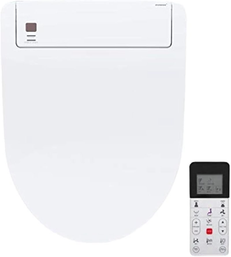 woodbridge elongated smart bidet toilet seat, electronic advanced self cleaning, softclose lid, warm water, led nightlight, automatic air deodorizer , wireless remote, stainless steel nozzle oscillation, easy diy installation , white color , bid 01