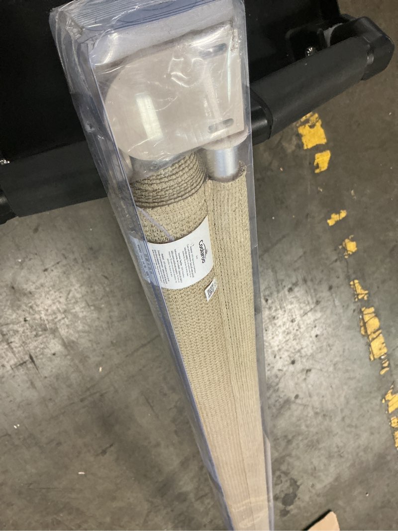 Condition photo showing Good Condition for Coolaroo Outdoor Roller Shade with Wand - 80% UV Block Breathable Light Filtering Shade for Patio or Porch, Fade-Resistant, Mold-Resistant Easy-Clean Fabric, 6ft x 6ft, Sesame Sesame 6"W x 6"H