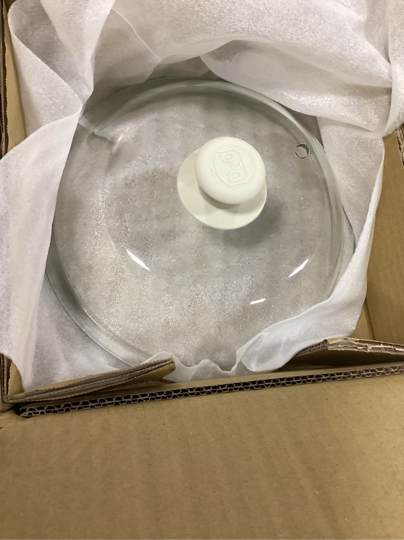 Condition photo showing Good Condition for oec lighter weight tempered glass microwave splatter cover - 10 inch (inner diameter 8.7”) - heat-resistant - durable glass lid with vent, silicone knob, dishwasher safe, 100% food grade - bpa free