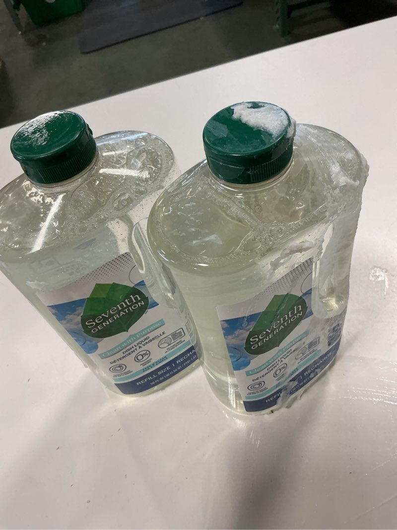Condition photo showing As Is for (Incomplete) Seventh Generation Dish Liquid Soap Refill Free & Clear Dish Soap for sensitive skin 50 oz, Pack of 3 Free and Clear