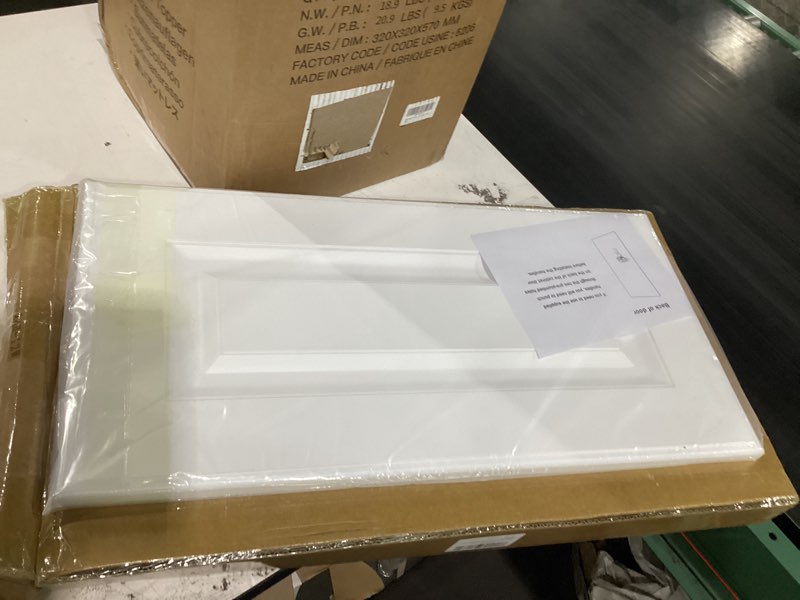 Condition photo showing New/Like New for built-in cabinet doors - cabinet replacement doors for kitchen, living room, bedroom, bathroom - 24 inch high (white, 12 inch wide)