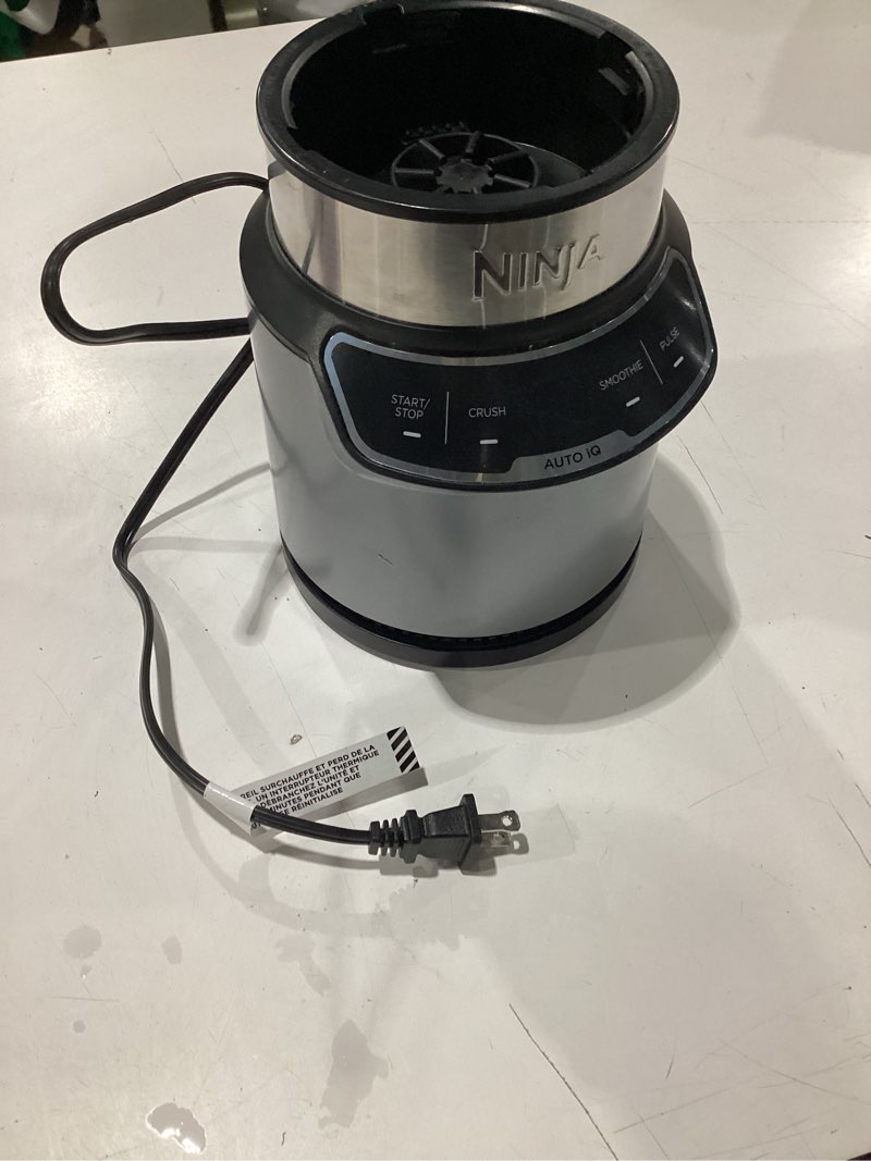 Condition photo showing As Is for **untested** ninja nutri-blender pro with auto-iq | for smoothies, shakes, frozen drinks, salsa, dips | (2) 24-oz. to-go cups & spout lids | 1100-peak-watt | silver | bn401 auto blend