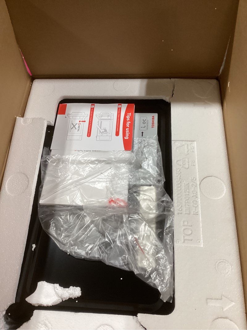 Condition photo showing Good Condition for toshiba small microwave oven with 11 power levels, chefdefrost, sound on/off & eco mode, 0.7 cu ft, 700w, black, mm-em07pa(bk) chefdefrost-0.7 cu.ft.