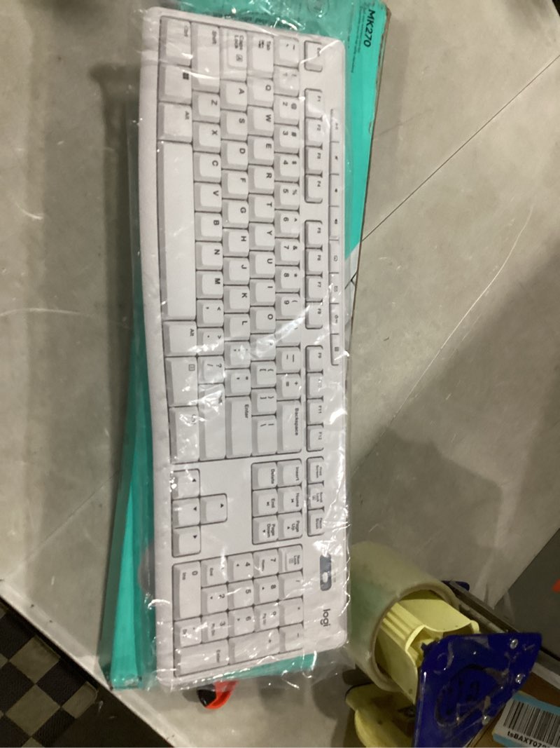 Condition photo showing As Is for logitech mk270 wireless keyboardfor windows, 2.4 ghz wireless,8 multimedia and shortcut keys, 2-year battery life, for pc, laptop - off white
