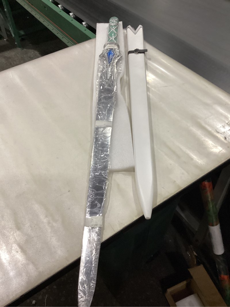 Condition photo showing New/Like New for Sword Valley SAO Red Sparkling Light Sword - Available in Two Sizes: 107cm and 120cm - Anime Style Slim Decorative Sword with Sheath - Stainless Steel Blade (Exclusive Custom Design)