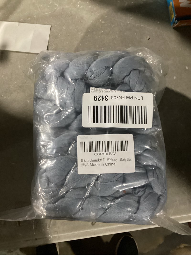 Condition photo showing Good Condition for 10 Pack Dusty Blue Cheesecloth Table Runner 17x108 Inch Boho Gauze Cheese Cloth Table Runners for Wedding Party Baby Shower Birthday Home Decor Dusty Blue 10 Pack