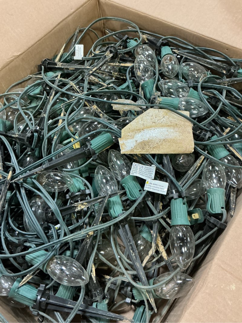 Condition photo showing As Is for Brightown C9 Christmas Pathway String Lights - Outdoor with 102.8 FT Length, 80 Clear Lights, Waterproof Walkway for Indoor/Outdoor Xmas Party Decor, Warm White Warm White 25.7Ft*4Packs