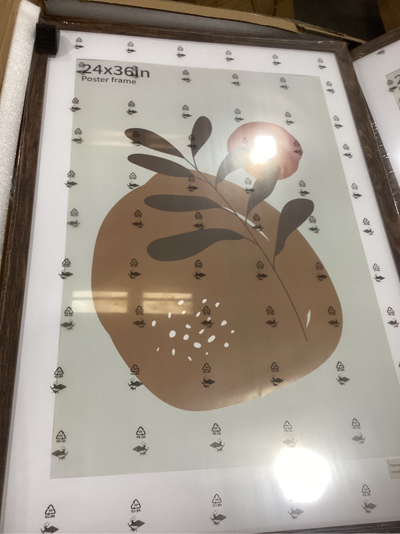 24x36 poster frame set of 2, rustic brown wood style - display 20x30 picture with mat or 24 x 36 poster without mat, wall mounting horizontal and vertical rustic brown 24x36 in