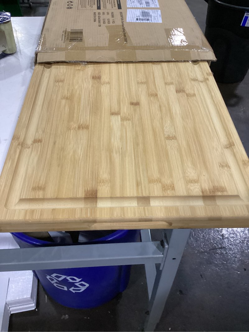 Condition photo showing Good Condition for utoplike extra large xxxl bamboo cutting board 24 x16 inch, largest wooden butcher block for turkey, meat, vegetables, bbq, over the sink chopping board with handle and juice groove, thickness 1.25" 24"l x 16"w bamboo
