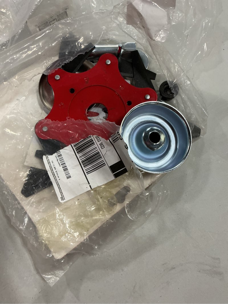 Condition photo showing As Is for steel trimmer head with 6 blade razors and 3 teeth brush cutter blade, universal weed eater metal blades with adapter kit, compatible with stihl husqvarna sears echo poluan redmax shindaiwa