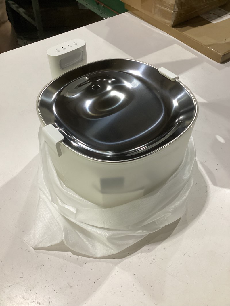 Condition photo showing New/Like New for cheerble pumpless cat water elfin fountain, wireless pet fountain battery operated, 2l/67oz e1+ automatic water dispenser cats & dogs magdrive™ technology stainless steel tray, no cleaning hassle white cordless | standard