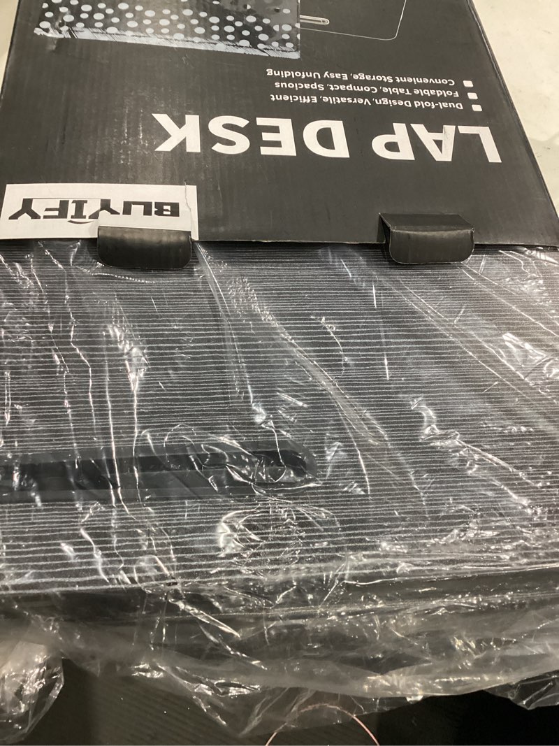 Condition photo showing Good Condition for BUYIFY Foldable Laptop Bed Desk for Couch, Sofa - Large Lap Desk Tray Table with Cup Holder and Tablet Slot - Portable Notebook Stand for Eating, Writing, Studying and WFH (Black)- USA Original Patent