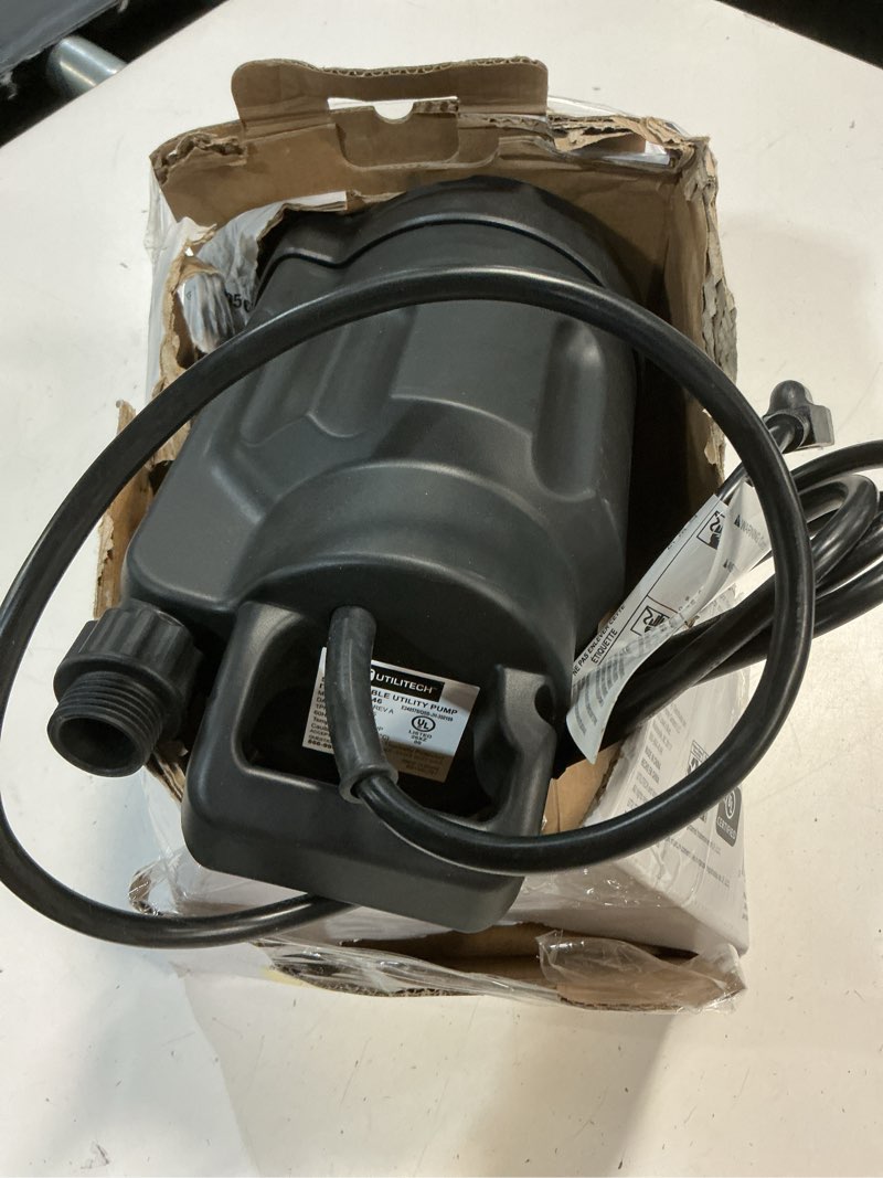 Condition photo showing As Is for utilitech 1/6-hp 115-volt 25-gpm thermoplastic submersible utility pump