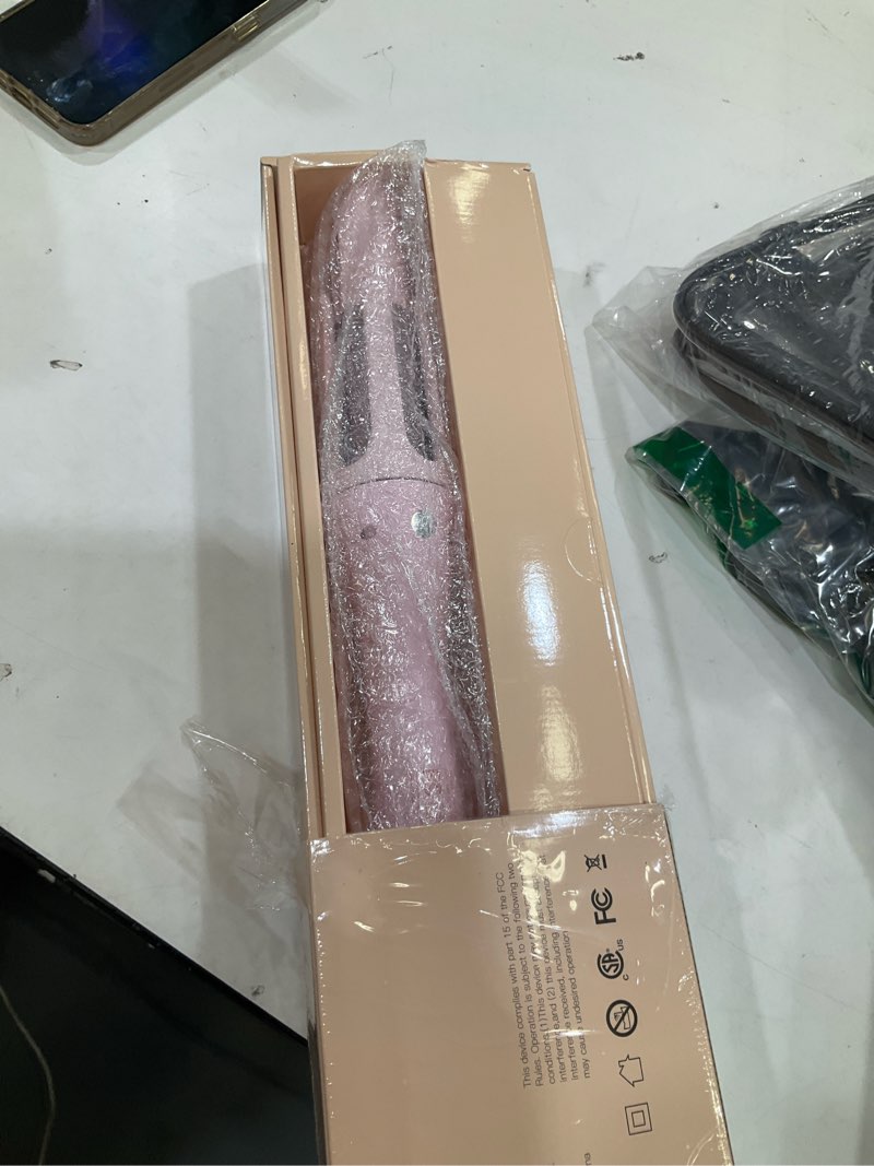 Condition photo showing Good Condition for tsuyagla automatic curling iron,1 1/4 inch hair curler with 3 temperatures, 10s fast heating, 2-way rotation, 30 min auto shut-off, 500 million ionic, anti-scald-tangle for long hair pink 1 1/4 inch