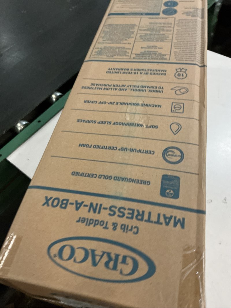 Condition photo showing New/Like New for graco premium crib & toddler mattress – greenguard gold certified, machine washable oeko-tex standard 100 certified cover with waterproof surface, fits any standard full size baby crib & toddler bed