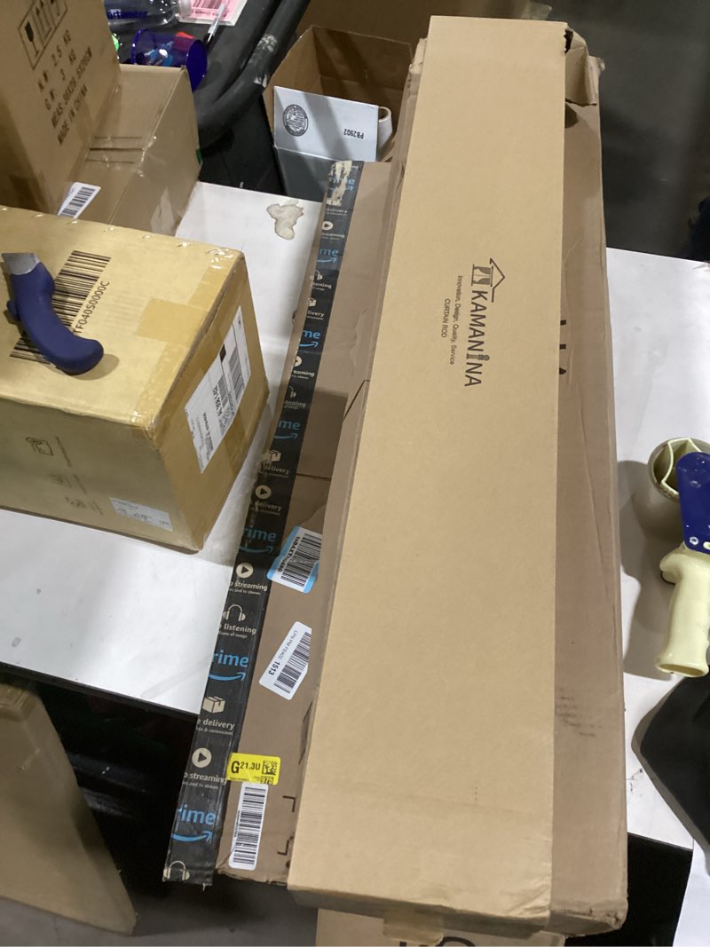 Condition photo showing New/Like New for KAMANINA Double Curtain Rod for Windows 140 to 195 Inches (12-16 Feet), 1 Inch Heavy Duty Bronze Curtain Pole, Adjustable Double Rods with End Caps Bronze 140-195"