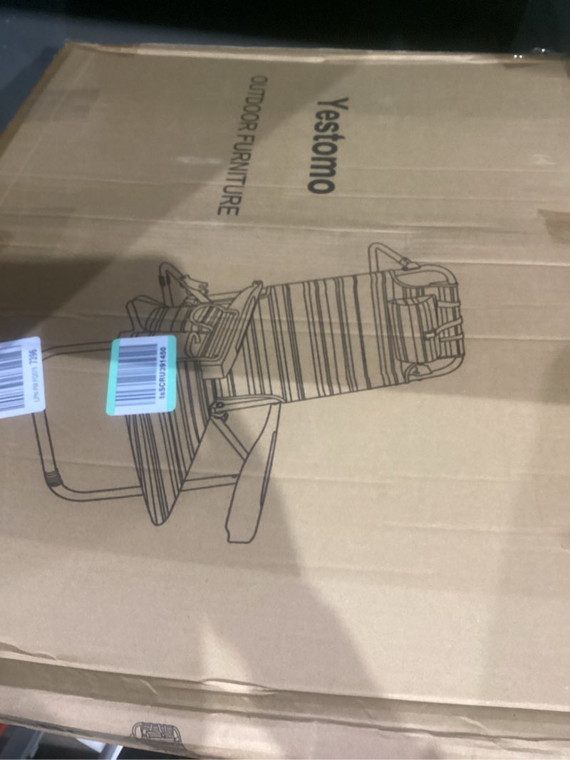 Condition photo showing New/Like New for Beach Chairs for Adults Heavy Duty, Compact Portable Lay Flat Folding Chair with Backpack Straps and Large Cooler Pouch, Support to 350LBS (Stripes_Blue&Cyan) Stripes-blue&cyan