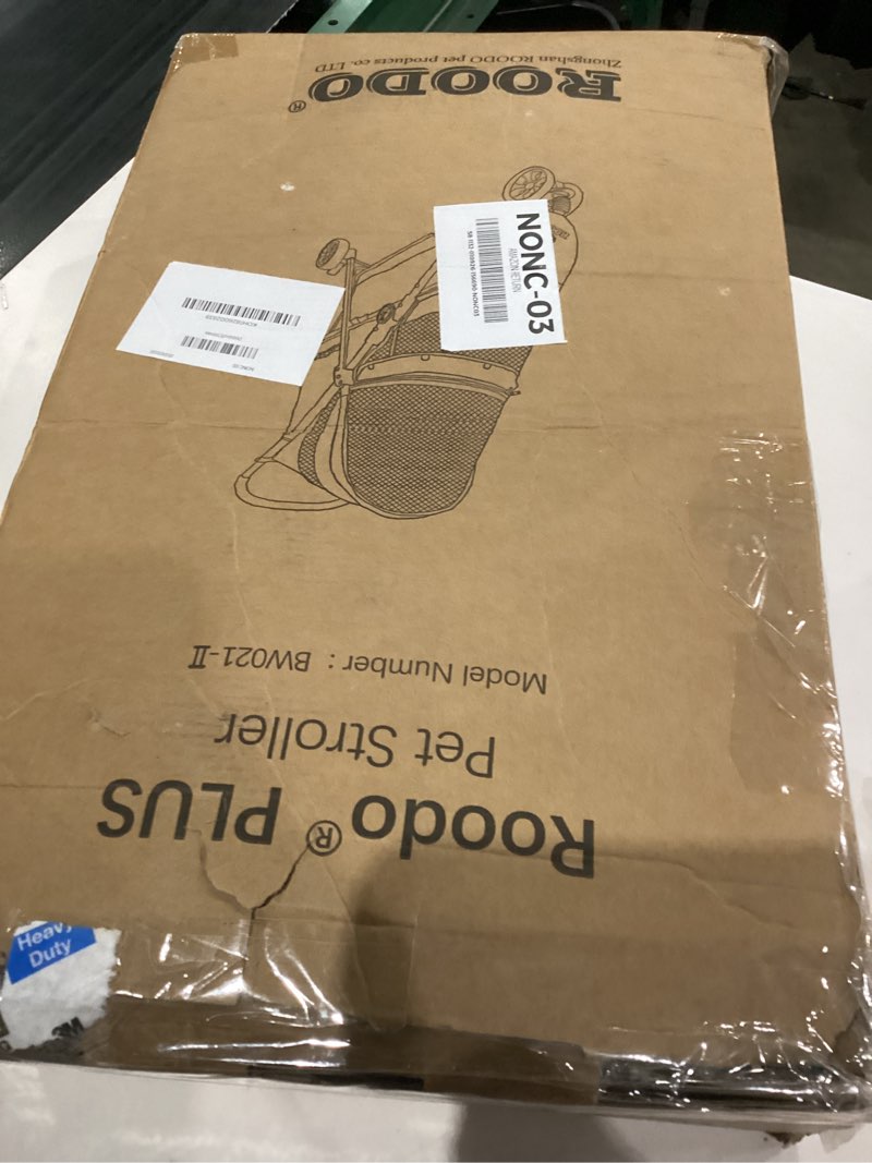 Condition photo showing As Is for ROODO 3 Wheel Dog Pet Cat Stroller Best Lightweight Foldable Compact Portable Jogger All Terrain Travel Pet Gear Puppy Kitty Stroller for up to 30lbs Medium Small Dogs and Cats(Light Khaki)