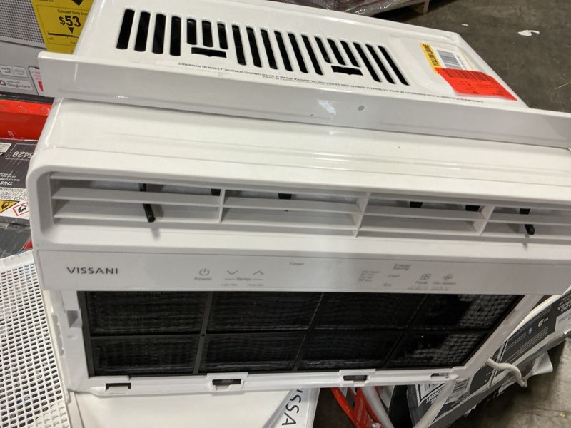 Condition photo showing As Is for 5,000 btu 115-volt window air conditioner 150 sq. ft. rooms with remote in white