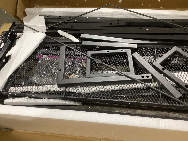 Condition photo showing As Is for aodk l shaped gaming desk with 4 drawers, 61" reversible home office desks with power outlets, l shaped computer desk with usb charging port and host stand, corner desk, easy to assemble, black 61 inch black