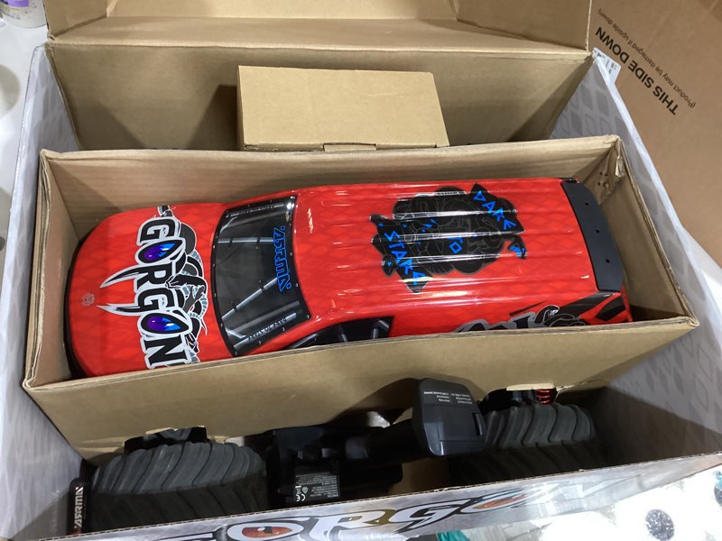 Condition photo showing As Is for arrma rc truck gorgon 2 wheel drive mt 1/10 rtr (ready-to-run battery and charger included) smart 3300 7c s120 usb red ara3230st2