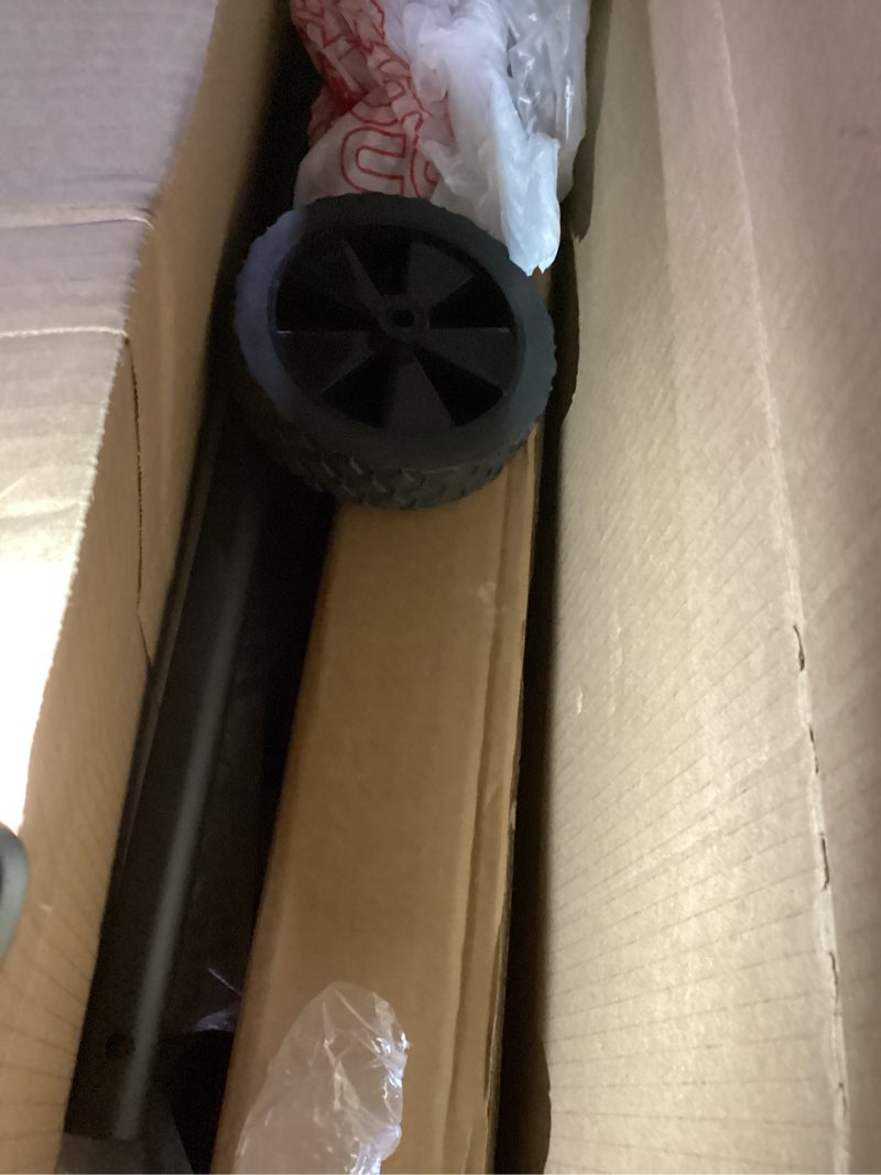 Condition photo showing As Is for Best Choice Products 36in Heavy Duty Steel Snow Shovel Pusher for Driveway w/Wheels, Adjustable Handle, Angled Blade, Efficient Snow Removal, Back Saver Snow Plow with Safety Reflective Tape - Black