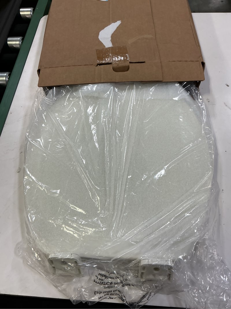 Condition photo showing Good Condition for centoco wooden toilet seat round, closed front with cover, residential, made in the usa, 700-416, biscuit
