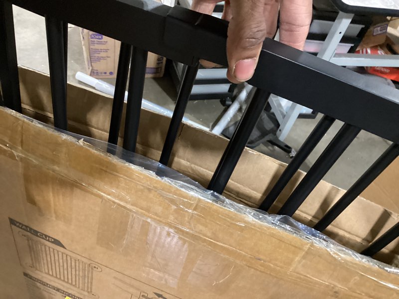 Condition photo showing Good Condition for comomy 36" extra tall baby gate for stairs and doorways - fits 29.5" to 48.8" wide openings, auto close extra wide dog gate for house, pressure mounted easy walk through pet with door, black