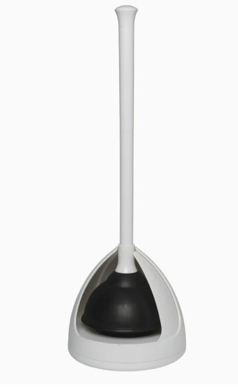 New Plumb Craft Toilet Plunger Drain Plunger with White Twist Caddy Storage Holder