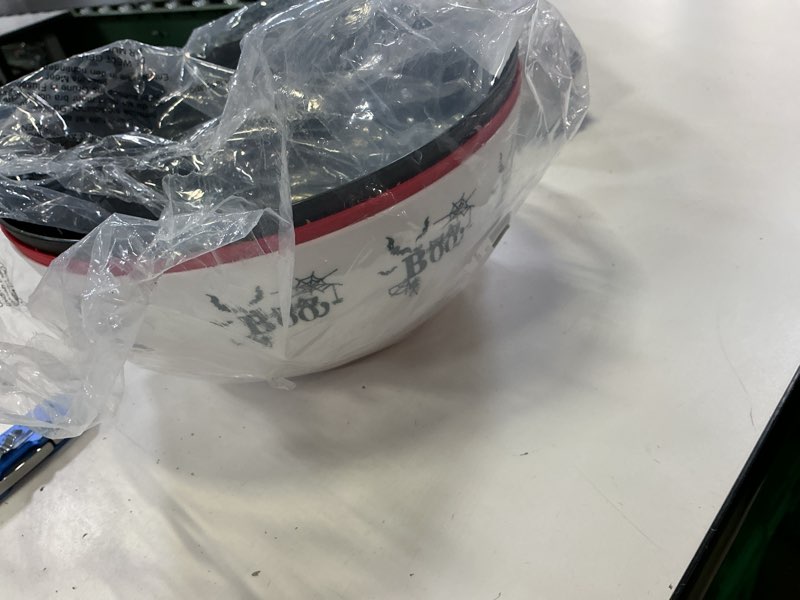 Condition photo showing Good Condition for 3 pieces halloween candy bowl - large plastic trick or treat bowls, reusable serving for halloween party supplies (black white red)