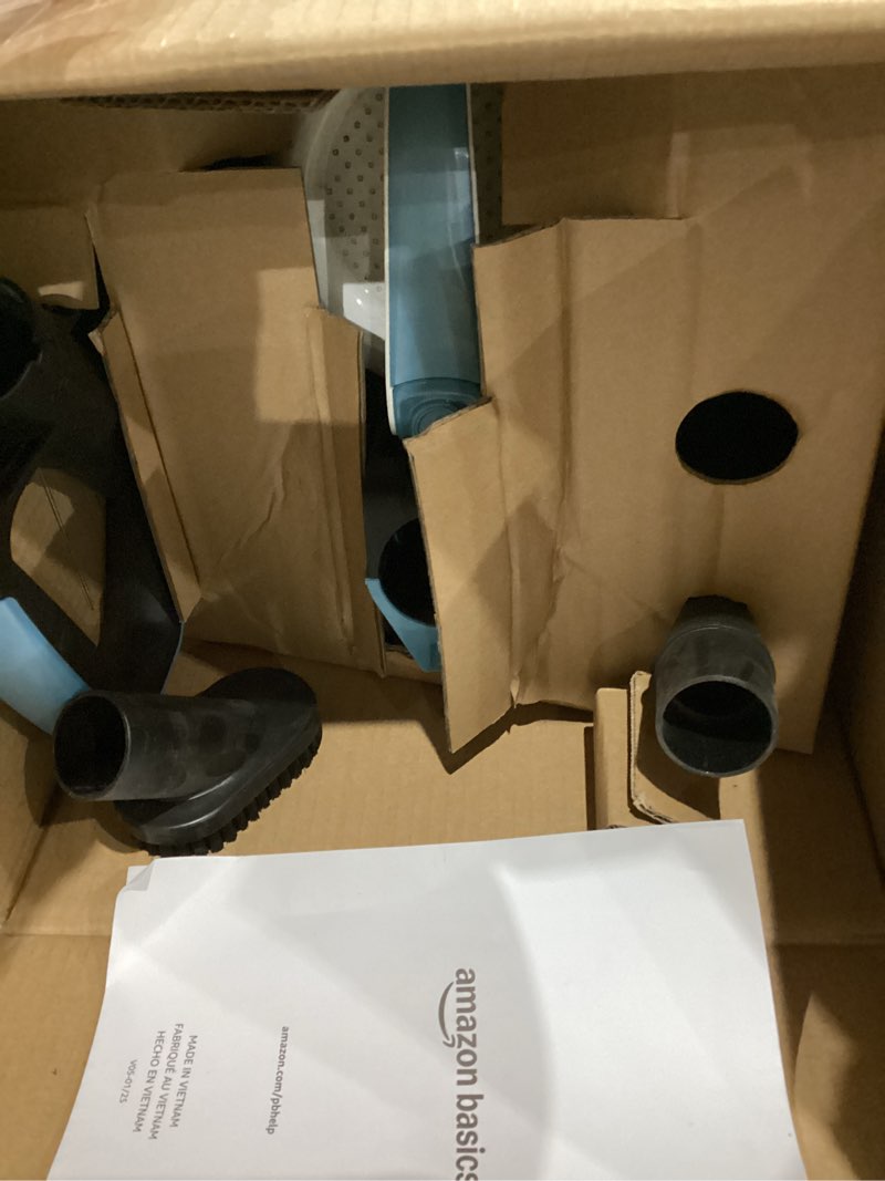 Condition photo showing Good Condition for Amazon Basics Upright Bagless Vacuum Cleaner for Carpet and Hard Floors, With Crevice and Upholstery Tools, Detachable Handle, Lightweight (8.4 lbs), 1.7L Dust Cup, 720W, 25ft Cord, Black/White