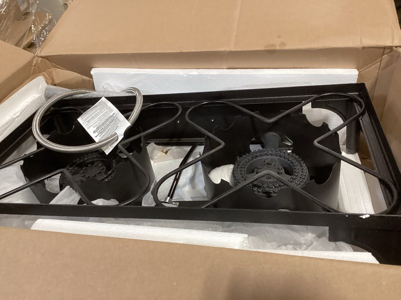 Condition photo showing As Is for vivicreate high pressure propane gas outdoor camping bbq grill stove burner estufas de gas para cocinar afuera es gas propano regulator 20 psig double burner stove