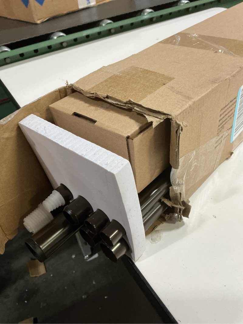 Condition photo showing Good Condition for KAMANINA 1 Inch Bronze Curtain Rods 66 to 120 (5.5-10 Feet), Telescoping Splicing Double Curtain Rod for Windows 54 to 115 Inches, Long Curtain Rod with Square Finials Bronze 66-120"