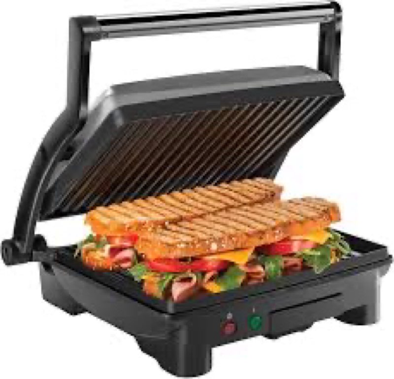 Chefman Panini Press Grill and Gourmet Sandwich Maker Non-Stick Coated Plates, Opens 180 Degrees to 