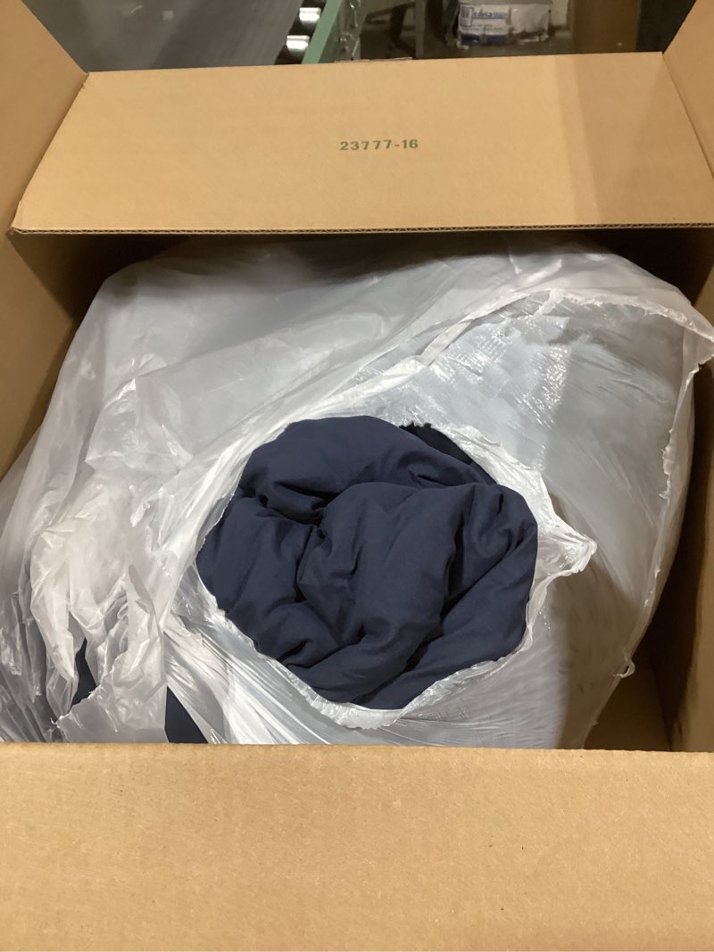Condition photo showing As Is for CozyLux King Size Comforter Set Navy Blue Seersucker 7 Pieces Bed in a Bag King Comforter Set with Sheets, Luxury Bedding Set with Down Alternative Comforter, Sheets, Pillowcases & Shams All Seasons Navy King