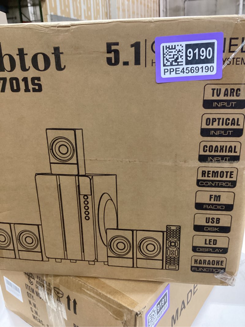 Condition photo showing New/Like New for Bobtot Surround Sound Systems Home Theater System - 800 Watts Peak Power 6.5" Subwoofer 5.1/2.1 Wired Stereo Speakers Strong Bass with ARC Optical AUX Bluetooth Input