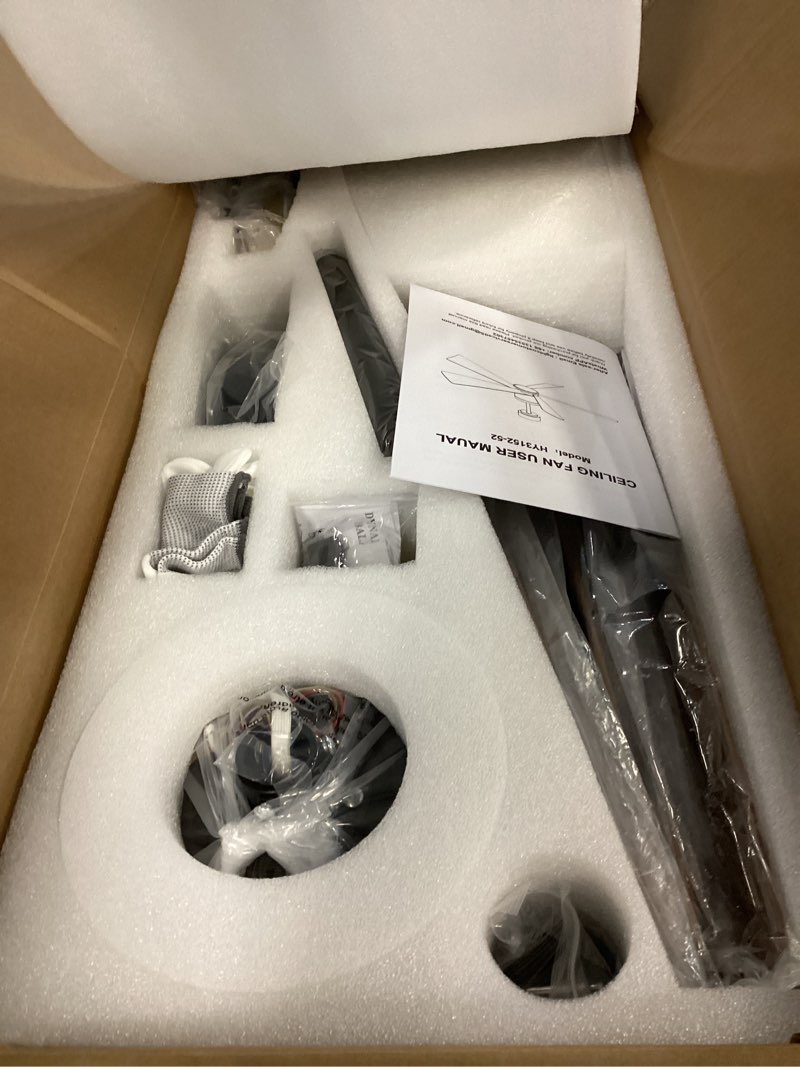 Condition photo showing Good Condition for 52'' Ceiling Fans with Lights, Modern Ceiling Fan with Remote Control, Indoor Outdoor Ceiling Fan for Living Room,Bedroom 5 Blade 3 Color Tempearture (Walnut)